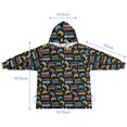 thumbnail image 4 of Game Controller Black Pattern Flannel Blanket Hoodies for Teens ,Teens Oversize Sherpa Wearable Hooded Blanket Sweatshirt with Super Pockets, 4 of 4