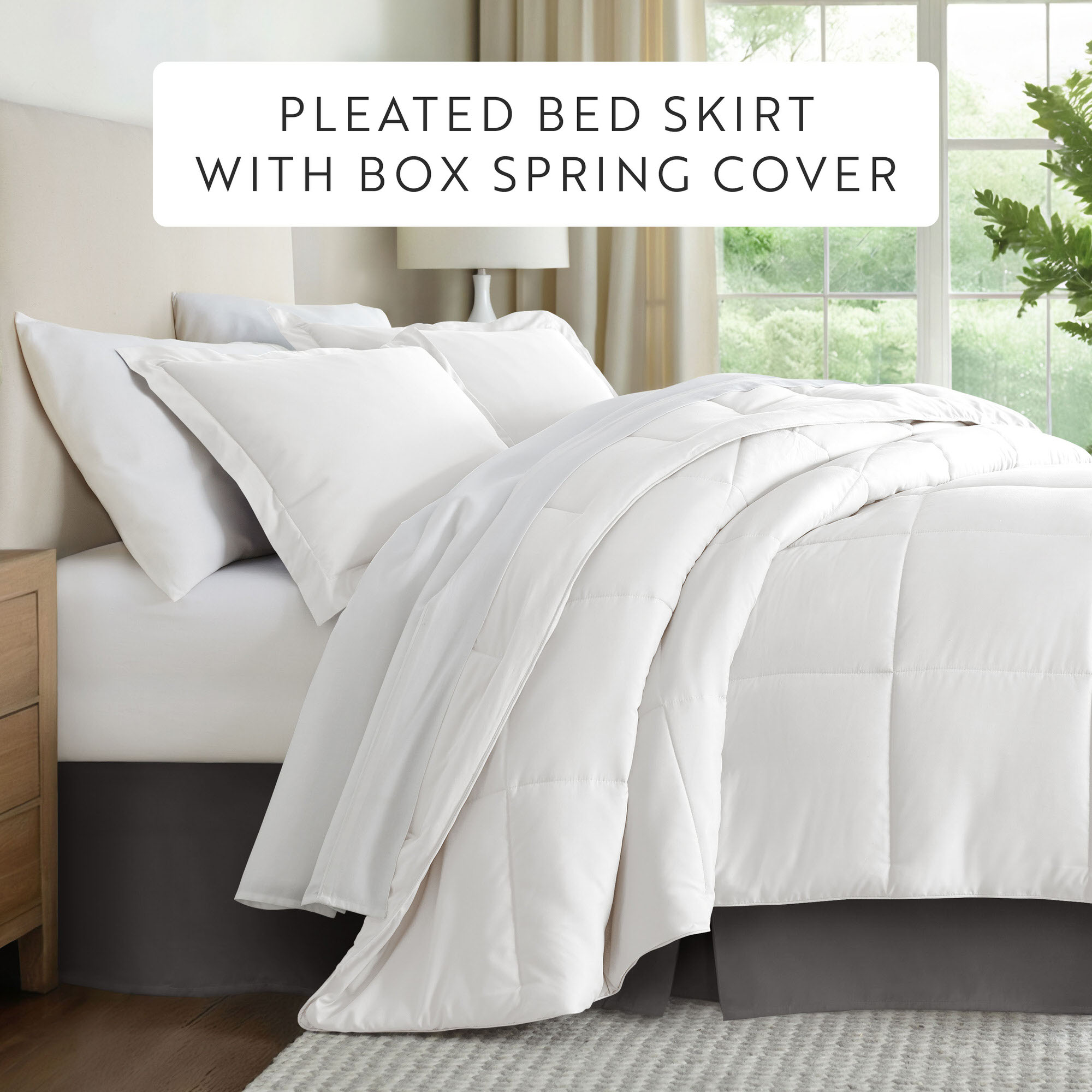 Noble Linens Gray Pleated Dust Ruffle Bed Skirt, Twin-XL