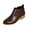 Brown, variant on Womens V Cut Collar Embossed Ankle Chelsea Boots, Side Metal Buckle Low Stack Block Heel Faux Leather Short Booties White 5.5(36)