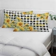 thumbnail image 4 of Summer Sunflower Throw Pillow Cover 20 x 26 Inch Decorative Pillow Cover Vintage Floral Botanical Bee Black Plaid Lumbar Pillowcase Seasonal Rectangle Cushion Case for Couch Sofa Bed Living Room, 4 of 9
