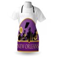 thumbnail image 4 of New Orleans Apron, French Quarter Band with Jazz Trumpet Saxophone and Brass, Unisex Kitchen Bib with Adjustable Neck for Cooking Gardening, Adult Size, Earth Yellow Blue Violet, by Ambesonne, 4 of 4