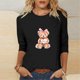 thumbnail image 4 of RKSTN Valentine's Gifts Women's 3/4 Sleeve T Shirts Top Oversized Crewneck Valentines Graphic Print Short Sleeve Shirt Womens Casual Solid Round Neck Loose Three Quarter Sleeve Shirt Spring Clothes, 4 of 7