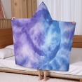 thumbnail image 5 of Purple Blue Tie Dye Pattern Hooded Bath Towel，60"x35" for Ages 3 To 12 Kids, Quick Dry Lightweight Soft Microfiber Hood Beach Towel Cover Up for Kids, 5 of 7