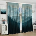 thumbnail image 4 of Mountain Blackout Curtains Misty Forest Nature Woodland Scenery Landscape Art Print for Living Room Bedroom Kitchen Decor Rod Pocket Window Drapes 2 Panels 84x84in, 4 of 6