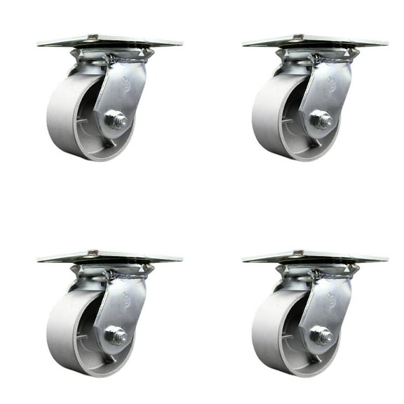 4 Inch Semi Steel Caster Set with Roller Bearings and Swivel Locks SCC