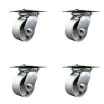 4 Inch Semi Steel Caster Set with Roller Bearings and Swivel Locks SCC