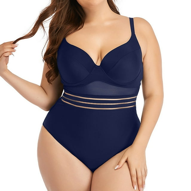 ENJOYW Swimwear Push Up Solid Color One-piece Mesh Hollow Backless Women Swimsuit for BeachPolyester