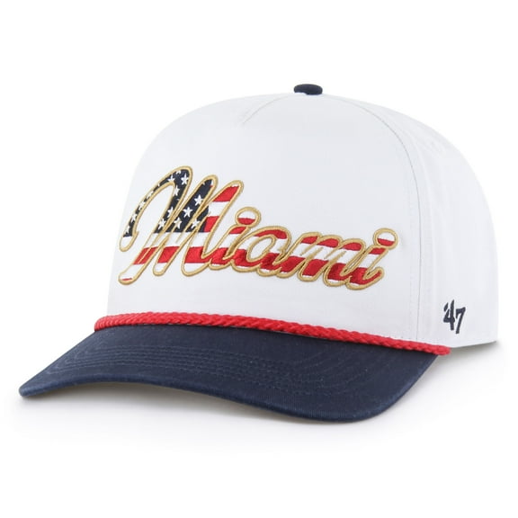 Men's '47 White Miami Dolphins Patriotic Overhand Hitch Adjustable Hat