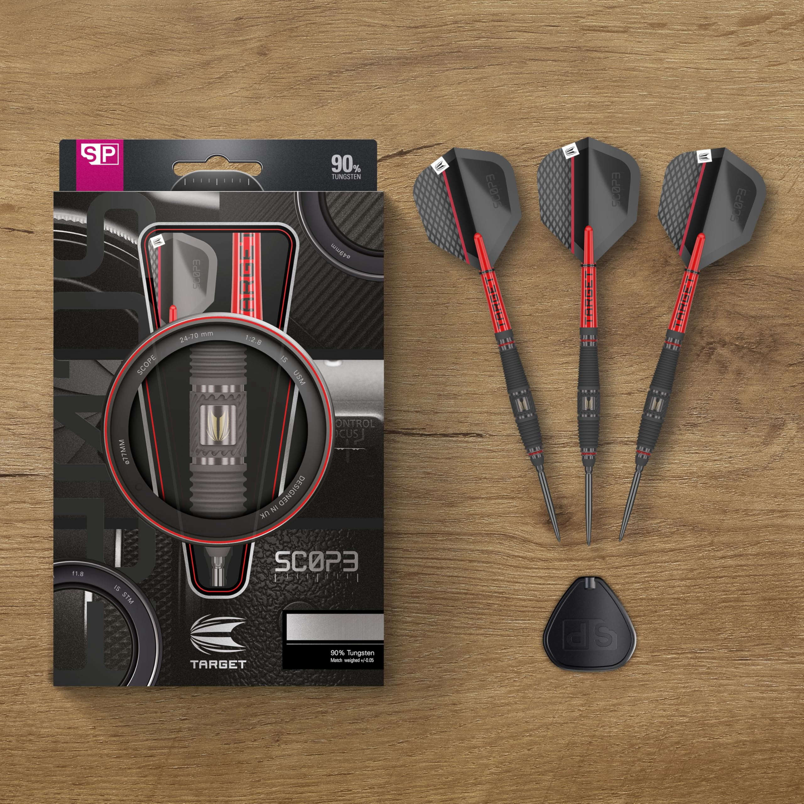 Target Darts 90% Tungsten Steel Tip Swiss Point Darts Set w/ Swiss Points & Tool, 25g, 3 Count
