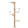 thumbnail image 3 of Pefilos 69" Wall Mounted Cat Tree for Indoor Cats 4-Tier Floor Tall Kitty Climbing Activity Center with Scratching Post, Cat Tree Tower with Hammock, Dangling Ball Upgraded, Beige, 3 of 15
