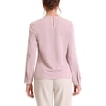 thumbnail image 3 of INSPIRE CHIC Women's Mock Neck Blouse Long Sleeve Pleated Office Work Shirt M Dusty Pink, 3 of 6