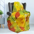 thumbnail image 4 of Nature Art Soft Flannel Fleece Throw Blanket, Autumn Tree Branch with Colorful Leaves on Rippling Water Print, Cozy Plush for Indoor and Outdoor Use, 50" x 60", Green Orange and Yellow, by Ambesonne, 4 of 5