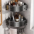 thumbnail image 4 of Carrito de Ducha de Esquina, Organizador de Baño de Aleación de Aluminio con Ventosas Mejoradas para champú Acondicionador Gel de Baño, Estante de Ducha (Doble Capa con Toallero (Negro, 4 of 9