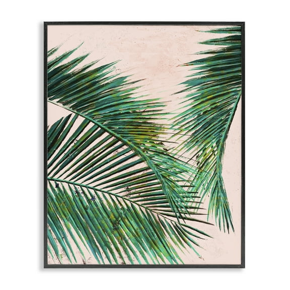 Stupell Industries Flowing Palms on Pink Botanical & Floral Painting Black Framed Art Print Wall Art, 11 x 14