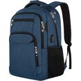 thumbnail image 1 of Mochila para portátil resistente al agua, compatible con portátiles de 15,6 pulgadas con puerto de carga USB azul, 1 of 4