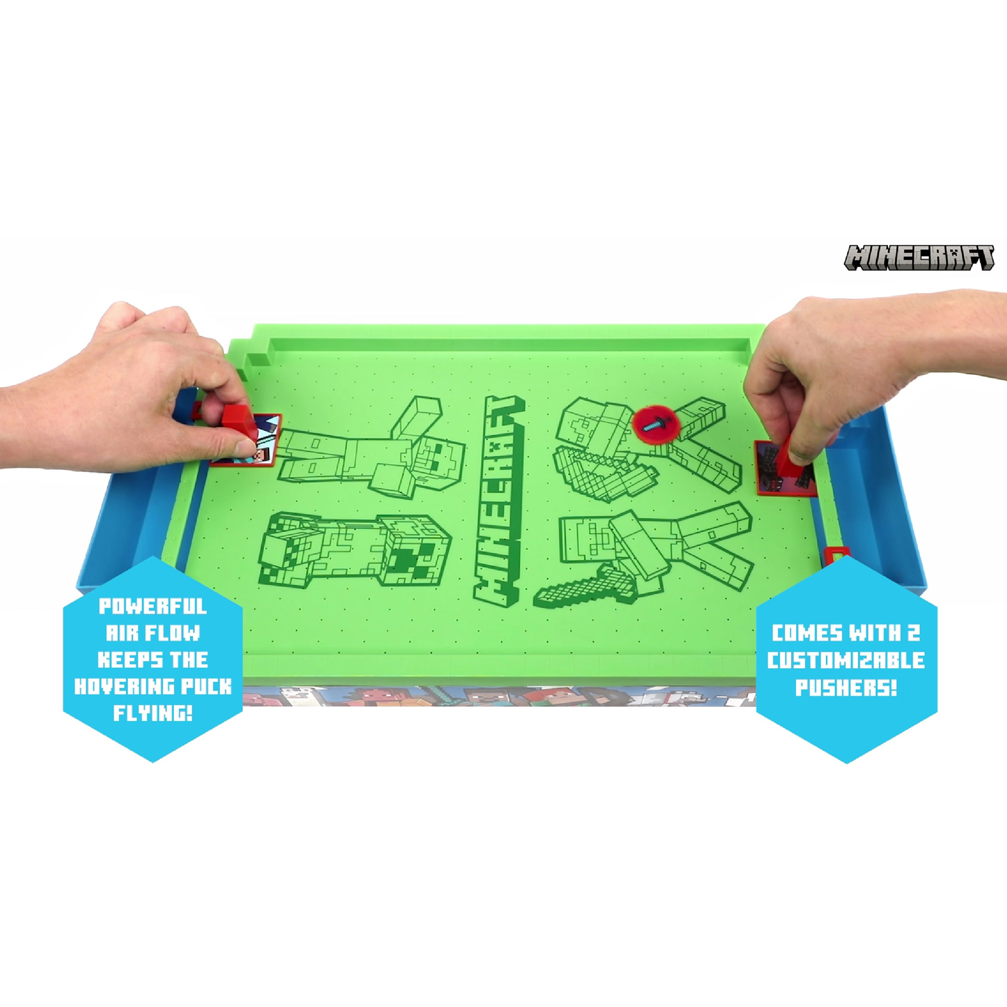 Minecraft: Arcade Air Hockey - Overworld -Premium Series, 21" Motorized Tabletop Game, Iconic Sounds, Licensed Collectible Toy, Adult-Kid 3+, 2 Player