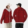 thumbnail image 6 of Daiia Red Black Houndstooth UPF 50+ Sun Protection Hoodie Jacket Lightweight Long Sleeve Sun Shirt for Women Men with Pocket Hiking Outdoor-Small, 6 of 9