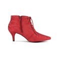 thumbnail image 3 of BLISSFUL STEP Women's Point Toe Zipper Kitten Heel Boots Red 9, 3 of 8