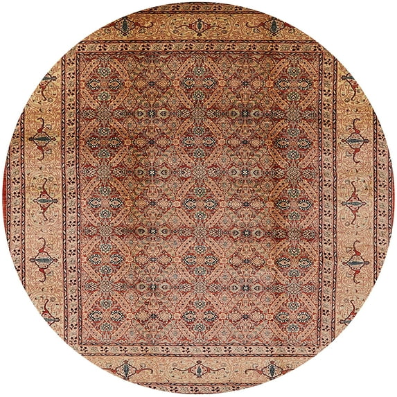 Ahgly Company Machine Washable Indoor Round Industrial Modern Sandy Brown Area Rugs, 6' Round