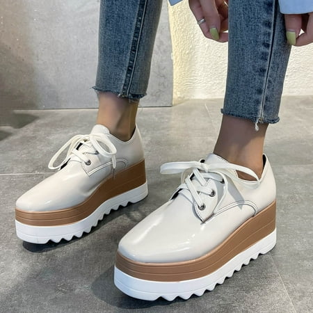 

Feiboyy Toe Fashion Color Leather Shoes Women s Bright Solid Strap Casual Platform Women s sneakers