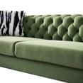thumbnail image 4 of 84.25'' Tufted Velvet Sofa, 3-Seater Sofa with 2 Pillows and Armrests, Modern Chesterfield Living Room Sofa Couch for Living Room, Conference Room, Mint Green, 4 of 9