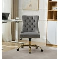 thumbnail image 2 of SESSLIFE Swivel Vanity Chair, Modern Office Chair with Wheels, Golden Metal Base, Velvet Upholstered Tufted Button Home Office Chair with Adjustable Height, Ergonomic Home Desk Chair, Grey, 2 of 12