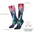 thumbnail image 4 of Naloa Colorful Plant Wolf Thigh High Socks Extra Long Stretchy Sock Women Over Knee High Opaque Stocking Daily Wear, 4 of 6