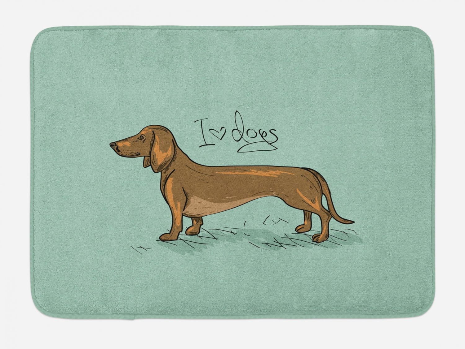 Dachshund Bath Mat, Dachshund Puppy on an Abstract Turquoise Background