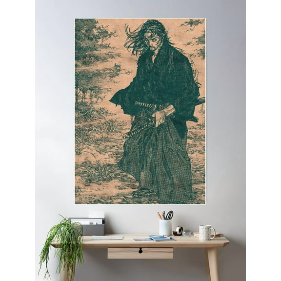 Kna Prints - Vintage Manga Poster, Miyamoto Musashi, Shinmen Takezo #19, Samurai Poster , UNFRAMED-8x12