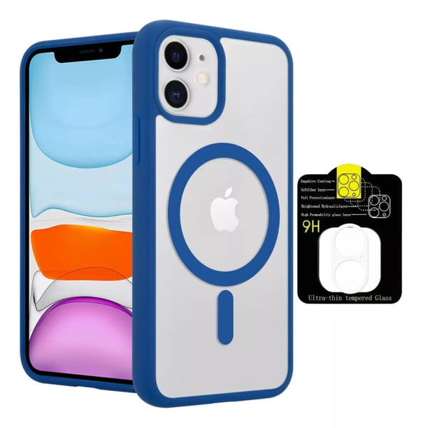 Kit Mica Cámara Para Iphone 16 + Funda Case Transparente para Iphone 16 pro / Azul navy