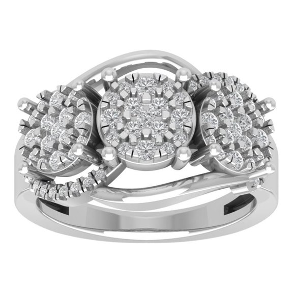 Araiya 10K White Gold Diamond Cluster Band Ring (3/4 cttw, I-J Color, I2-I3 Clarity), Size 7