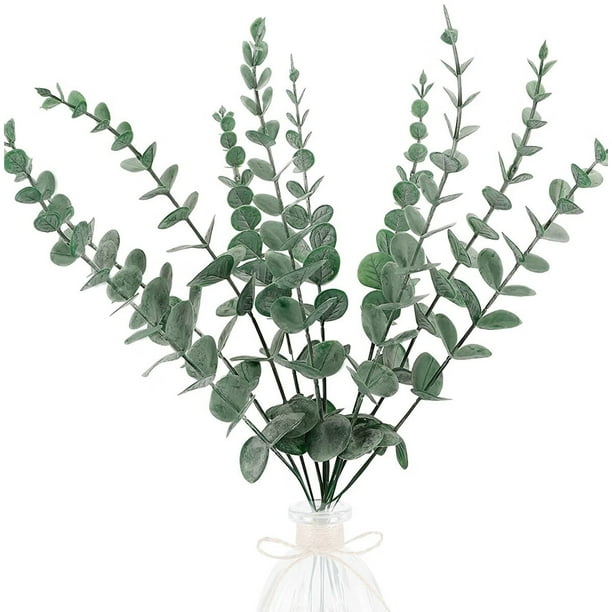 24 PCS Artificial Eucalyptus Leaves Stems Faux Greenery Decor Fake