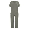 thumbnail image 3 of Women Solid V Neck Casual Comfortable Loose Oversized Pocket Low Grade Jumpsuit Sexy Pants Romper Women plus Long Sexy Jumpsuits Bridal Jumpsuit Pantsuit Juniors Bodysuit for Women Fashion Women, 3 of 3