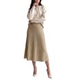 thumbnail image 2 of INSPIRE CHIC Womens Maxi Skirt Pleated Ribbed Knit High Elastic Waist Elegant A Line Swing Stretchy Soft Casual Fall Winter Sweater Skirts Large Khaki, 2 of 6