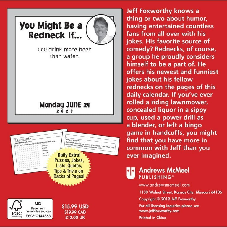 Jeff Foxworthy's You Might Be a Redneck If... 2020 Day-To-Day Calendar (Other) - Walmart.com jeff-foxworthy-s-you-might-be-a-redneck-if-2020-day-to-day-calendar-other-walmart-com