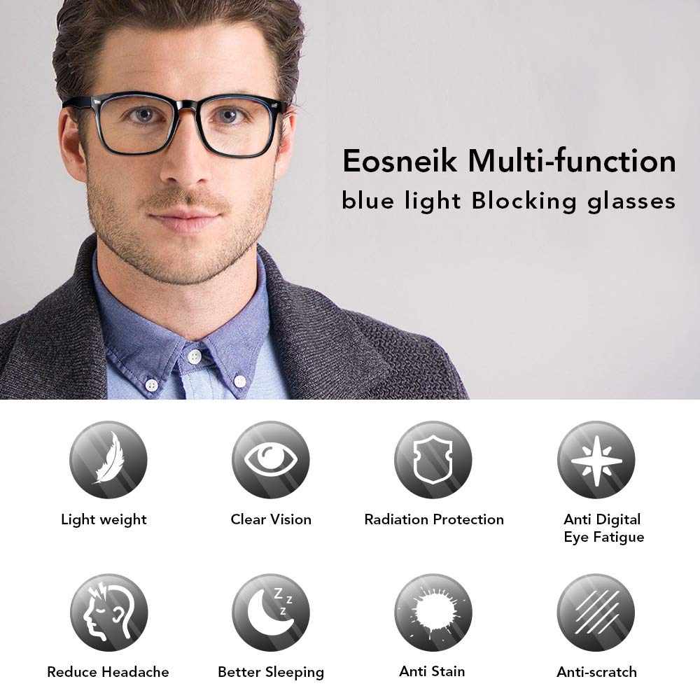 Blue Light Blocking Computer Gaming Reading Unisex Blocker Glasses Anti Uv Light Tr90 Frame