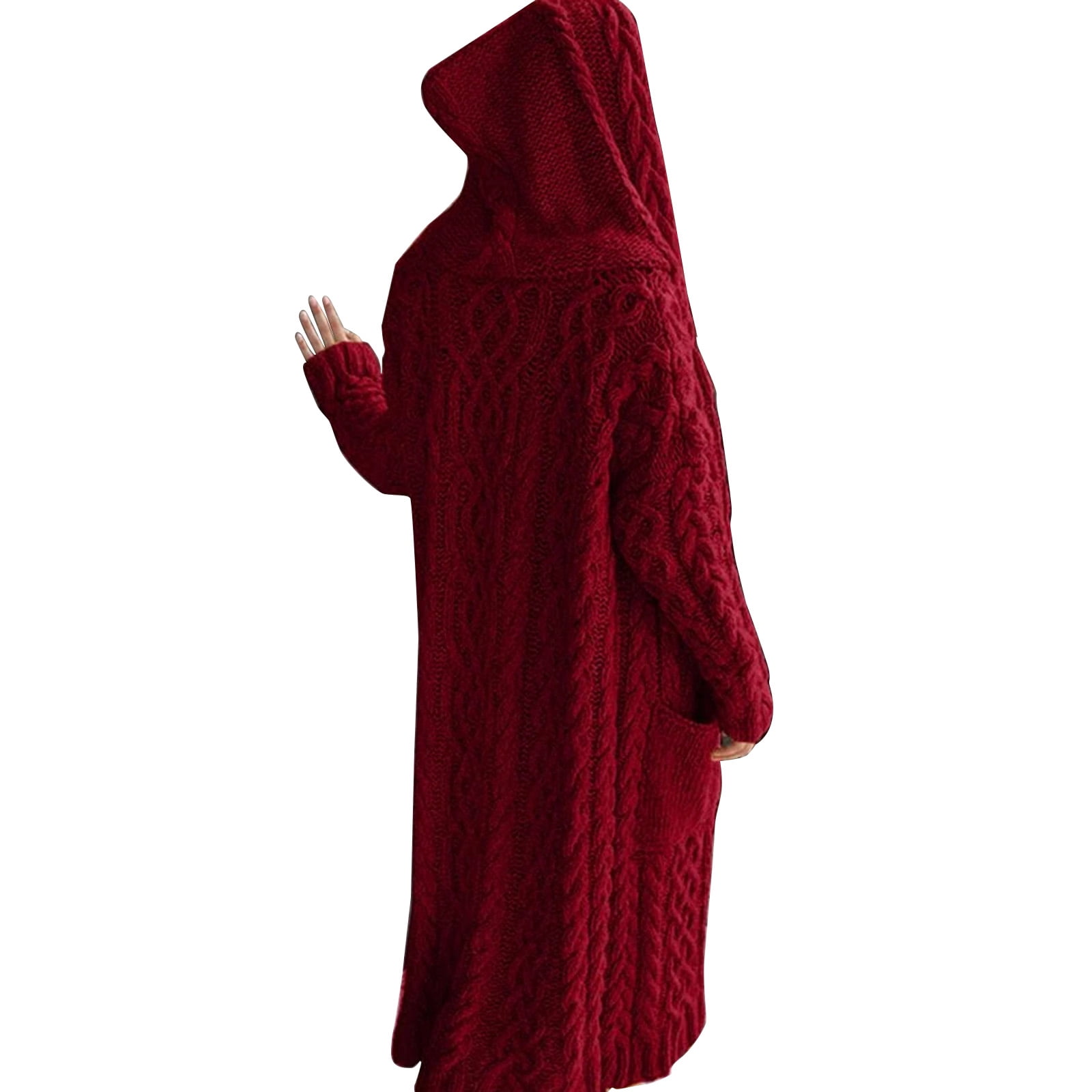 Hood Thick Long Cardigan Sweater Women 