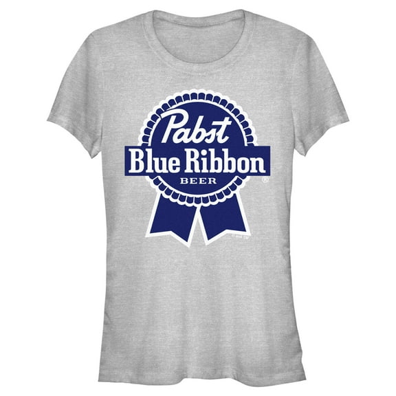Junior's Pabst Beer Blue Ribbon Logo Graphic Tee Athletic Heather Small