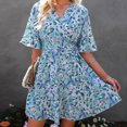 thumbnail image 1 of Vestido De Manga Con Volantes, Vestido Con Estampado Floral Con Cuello En V, Una Línea Elegante De Moda Para Actividades Al Aire Libre Para Fiestas ANGGREK Otros, 1 of 6