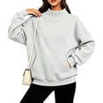 thumbnail image 5 of VEKDONE Oversized Sweatshirts for Women Fall Drop Shoulder Long Seeve Mock Neck Sweatshirt Solid Color Loose Fit Comfy Pullover Top with Pockets Gray S, 5 of 8