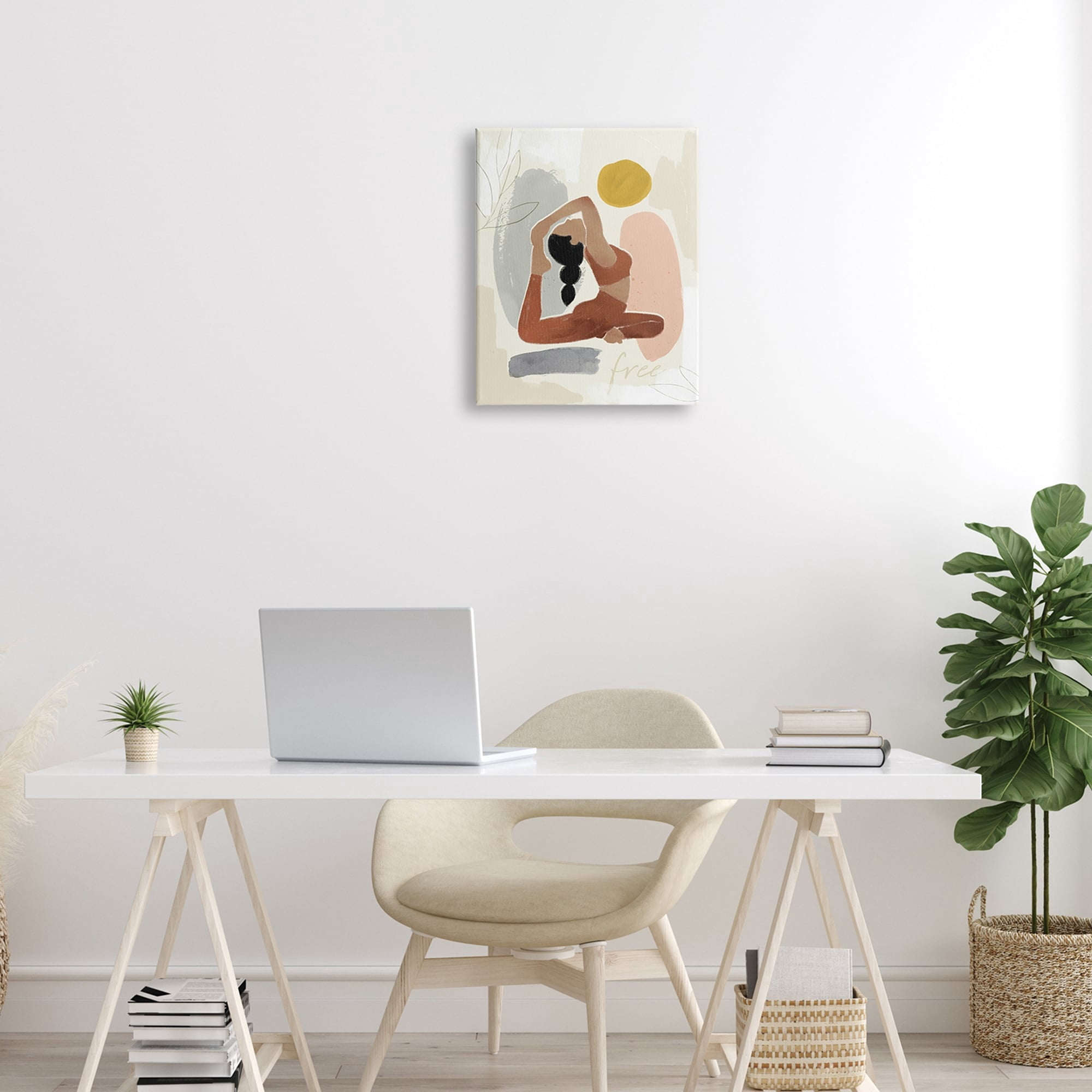 Stupell Industries Free Text Modern Botanical Pattern Yoga Exercise Graphic Art Gallery-Wrapped Canvas Print Wall Art, 16x20, by Victoria Barnes