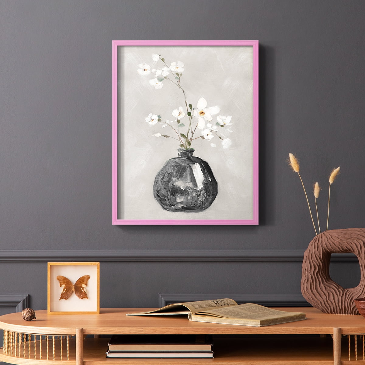 Cottage Spring II Framed Print in Pink Solid Wood Framed Print No Nail Hanging