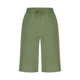 thumbnail image 4 of Bloomae Women's Plus Size Capri Culottes Pants Drawstring Elastic High Waisted Wide Leg Palazzo Trousers with Pockets for Summer Casual Wear Army Green XL, 4 of 6