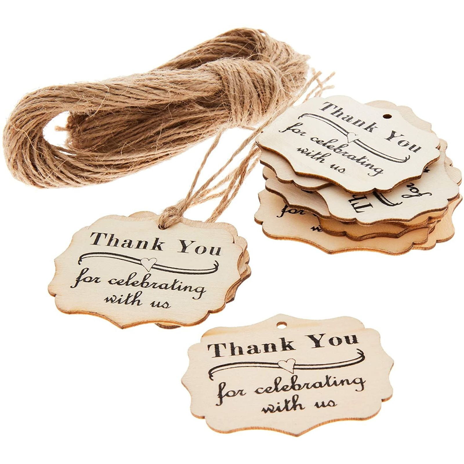 100 PCS Thank You Paper Tags Craft Gift Hang Wedding Party Deco Favors For Guest 