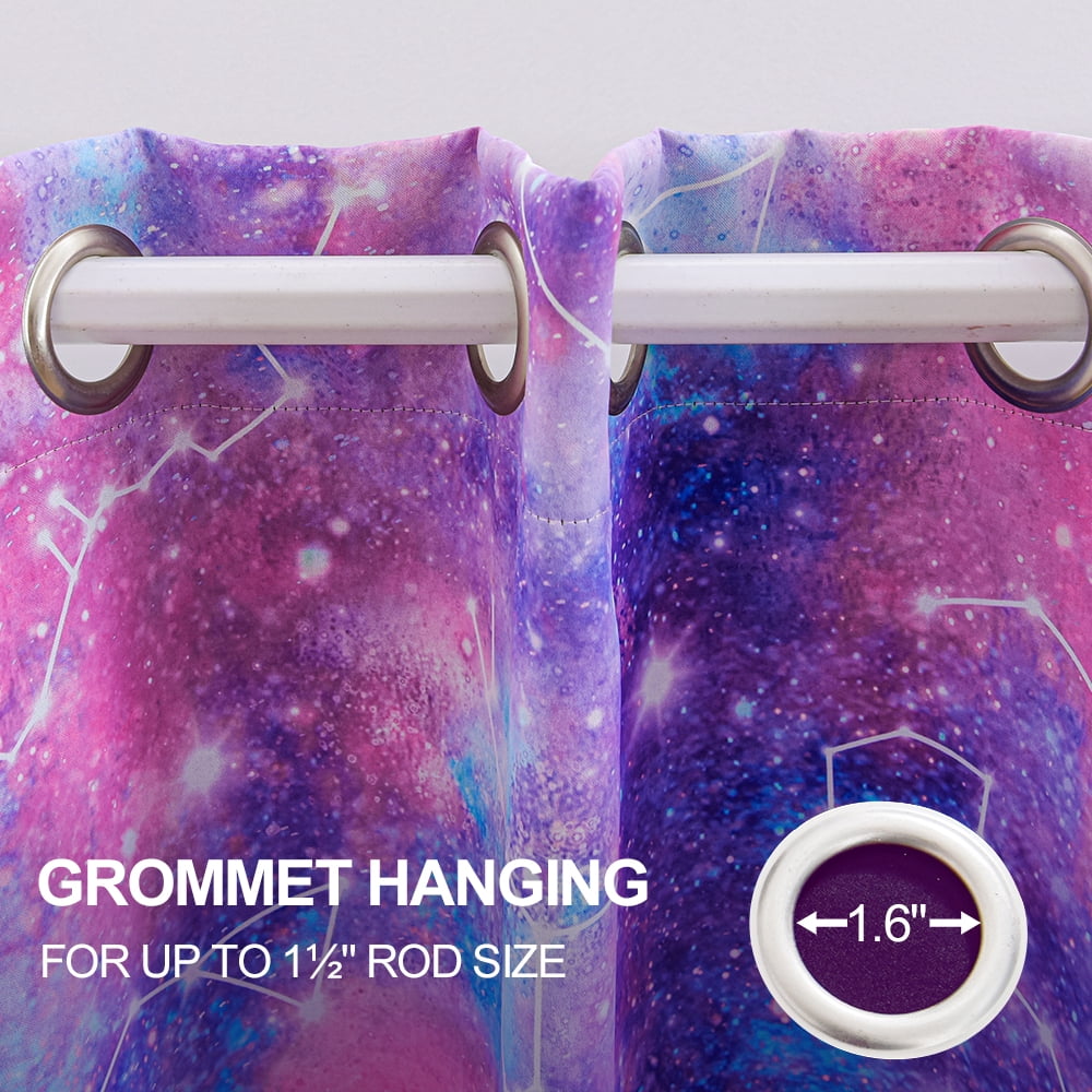 Btargot Tie Dye Constellation Blackout Curtains Set of 2 for Kids Girls Room Galaxy Ombre Grommet Thermal Insulated Room Darkening Drapes 52 x 84 inch Pink Purple