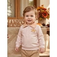 thumbnail image 4 of RUINIXCW Toddler Boy Thanksgiving Pullover Sweatshirt Quarter Zipper Lapel Neck Long Sleeve Croissant/Turkey Embroidery Tops, 4 of 9