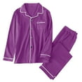 thumbnail image 3 of FCLoft Women's Silk-Like Pajama Set - 2-Piece Long Sleeve Sleepwear, Soft Lounge Wear, 3 of 8