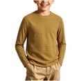 thumbnail image 2 of Spazoro Boys Long Sleeve T-Shirt with Crew Neck, Stretchy Lightweight Breathable Striped Casual Tee Shirts for Daily Wear Yellow Size 6-8, 2 of 6