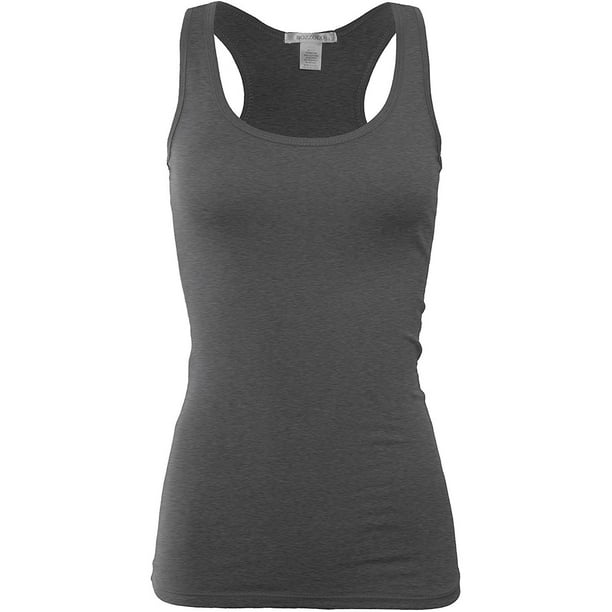 Bozzolo Women's Basic Cotton Spandex Racerback Solid Plain Fitted Tank Top  -RT1777 