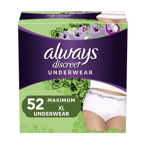 Always Discreet Incontinence Underwear, Max Protection, XL, 52 ct